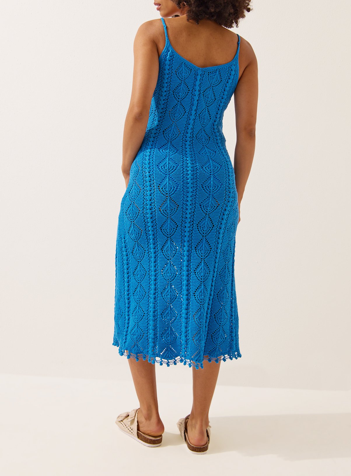 Blue Crochet Embroidered Midi Dress 20 - Image 4 thumbnail